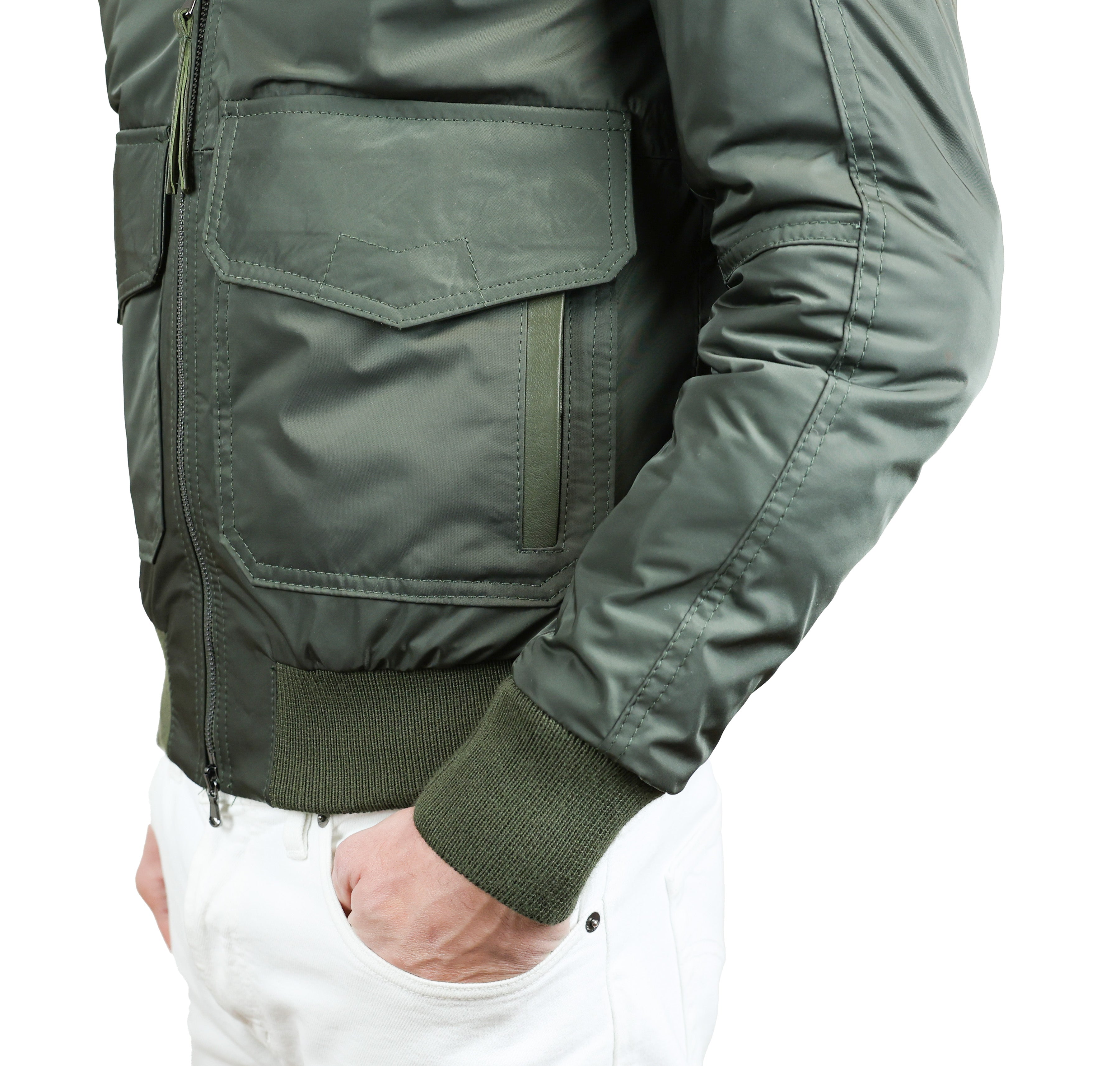 Bomber in Tessuto e Pelle 86LTXNV