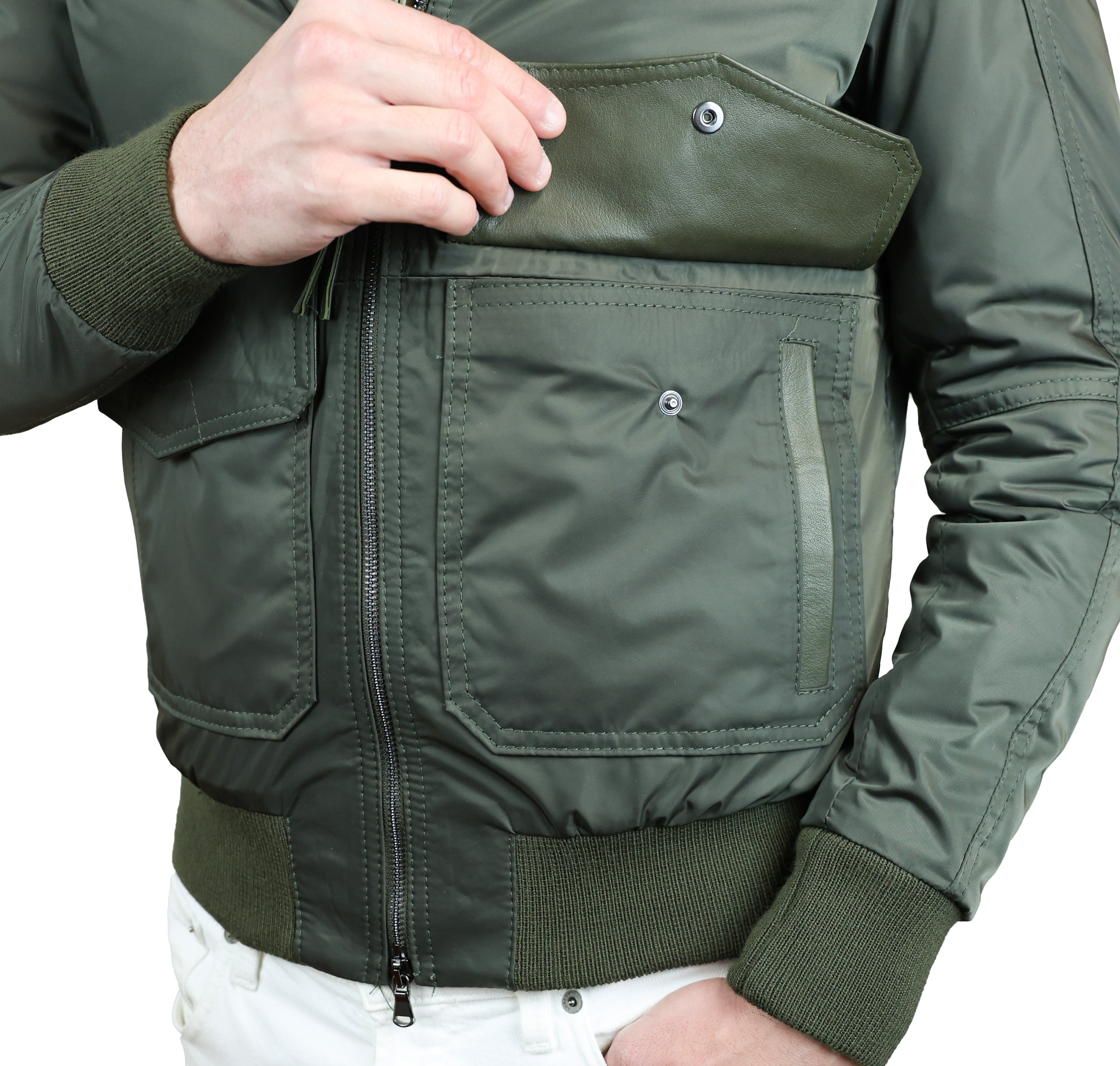 Bomber in Tessuto e Pelle 86LTXNV