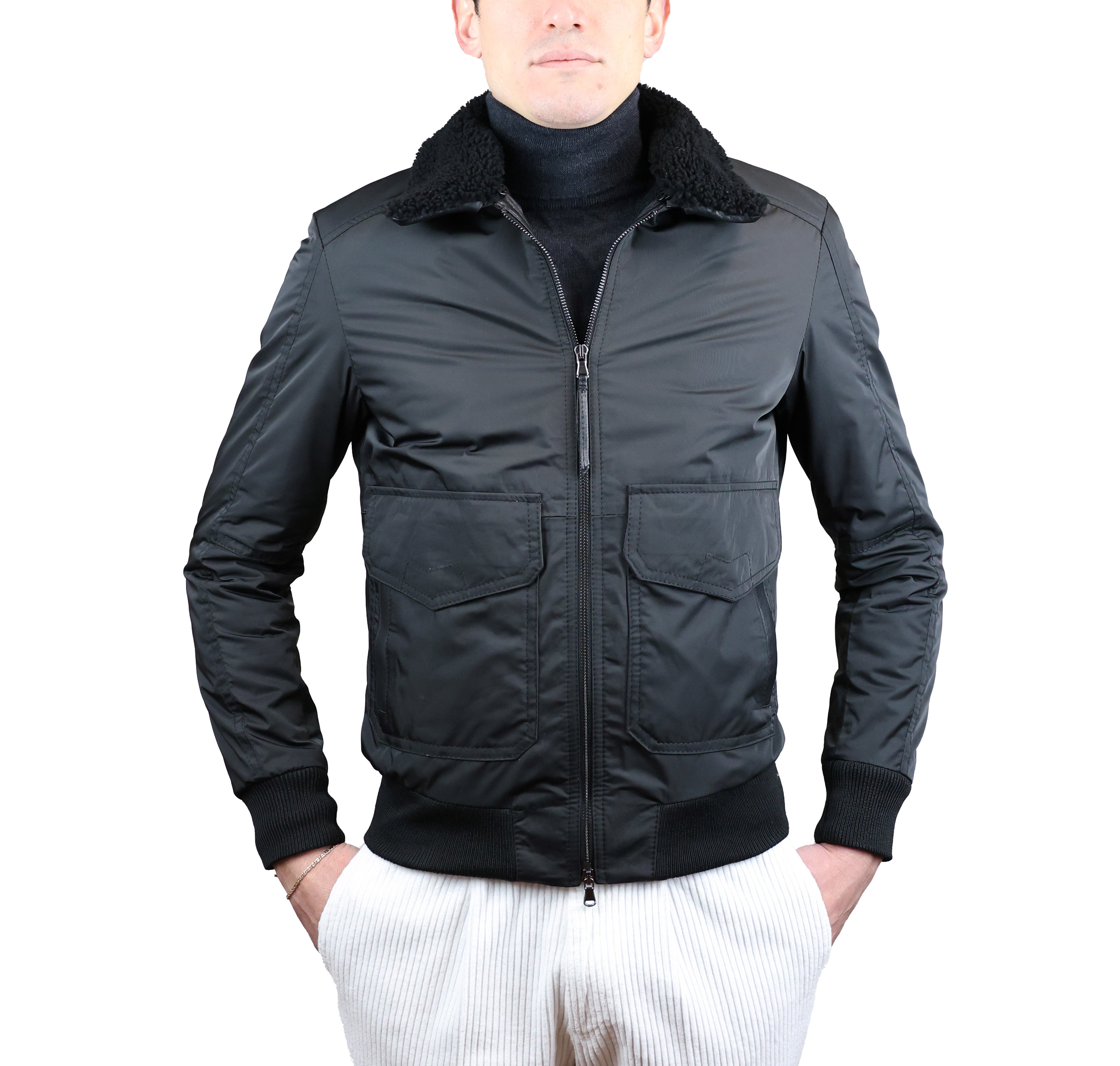 Bomber in Tessuto e Pelle 86LTXNN