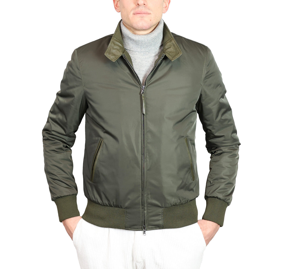 Μπουφάν Bomber από Ύφασμα και Δέρμα 89LTXNV