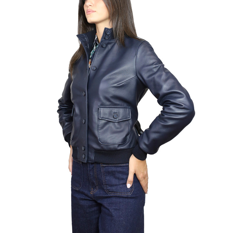 Leather bomber 25LNABL