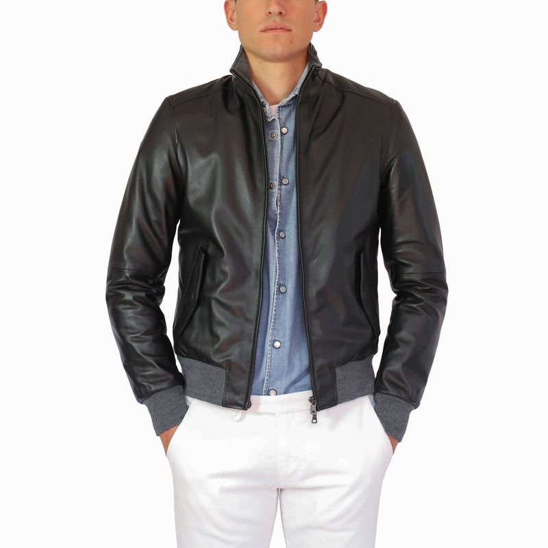 69NANER chaqueta bomber de cuero