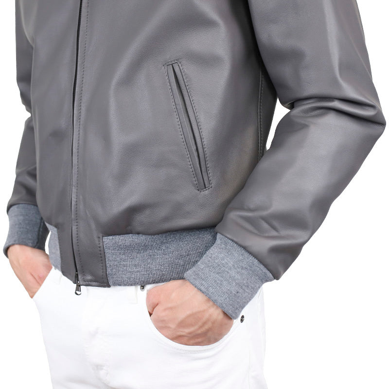 Leather bomber 89NATGR