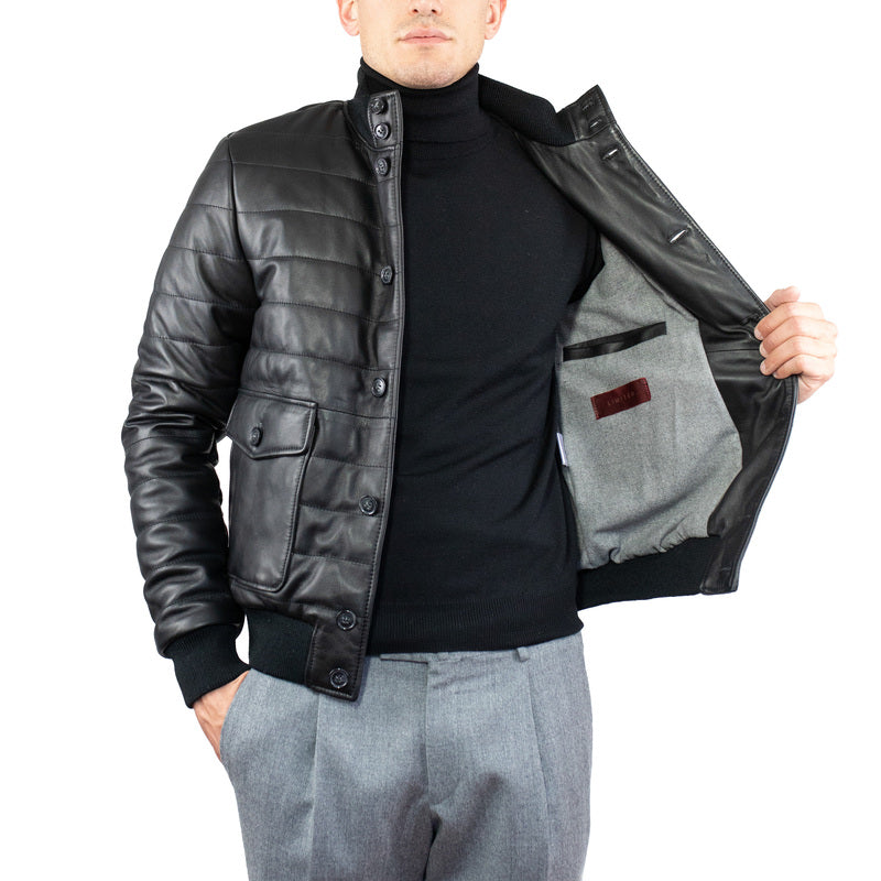 98BLNNE chaqueta de plumas de cuero