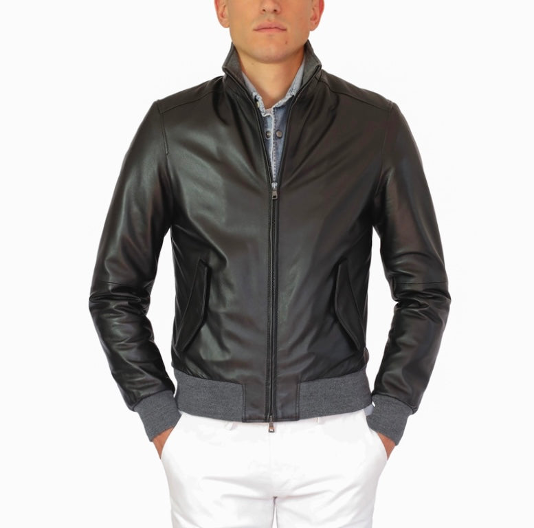 69NANER chaqueta bomber de cuero