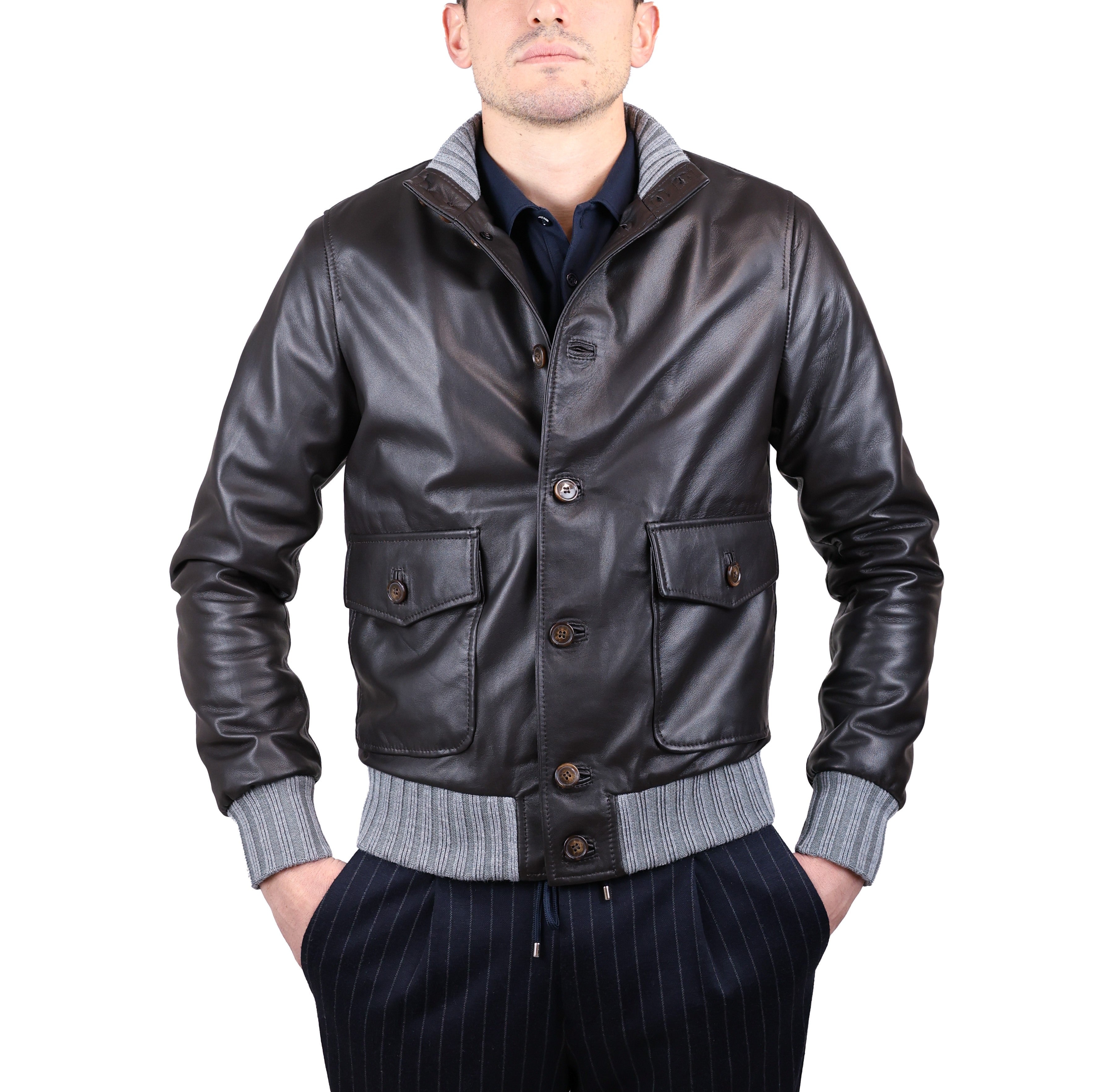 Leather bomber 98LNAGR