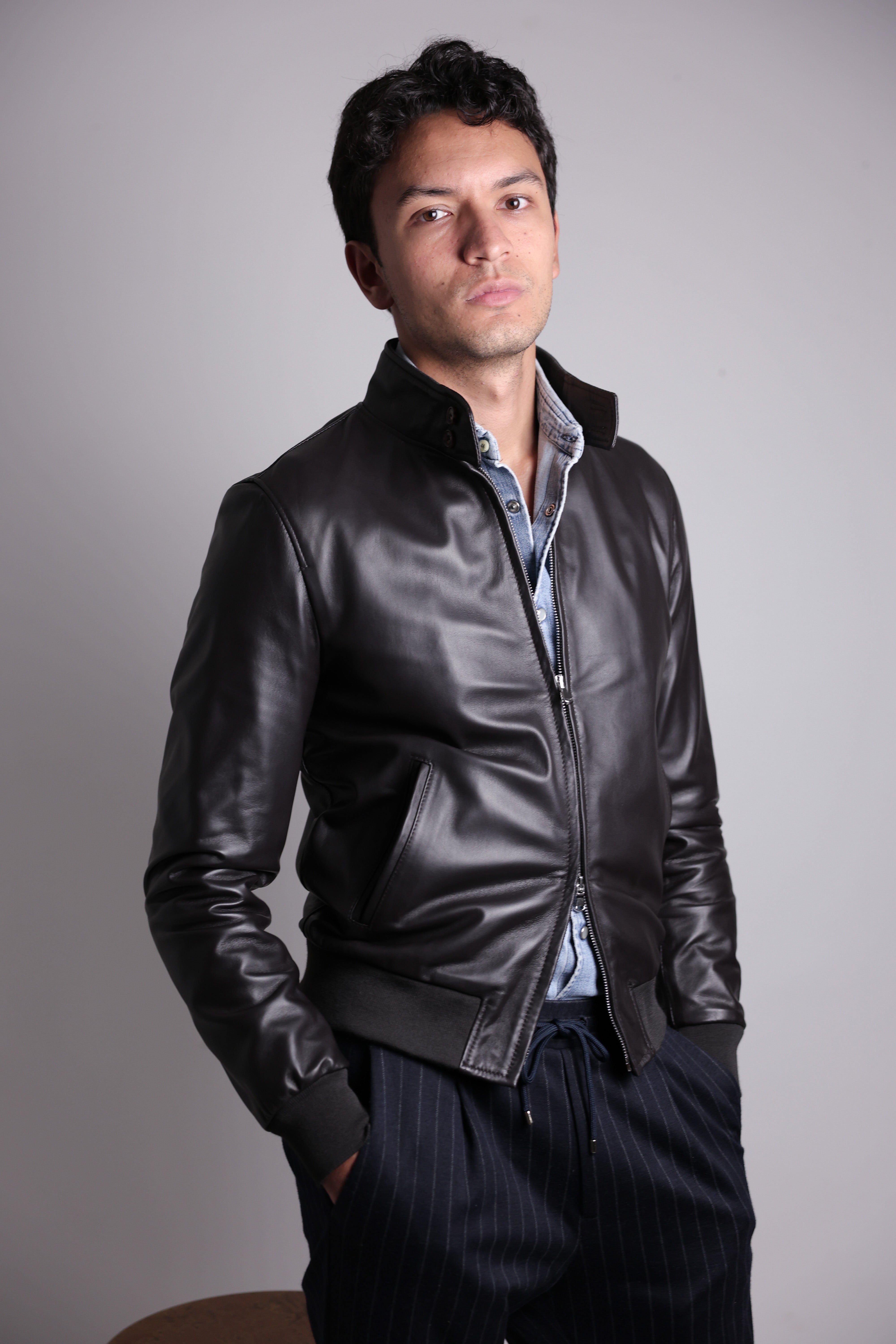 89PNAMO chaqueta bomber de cuero