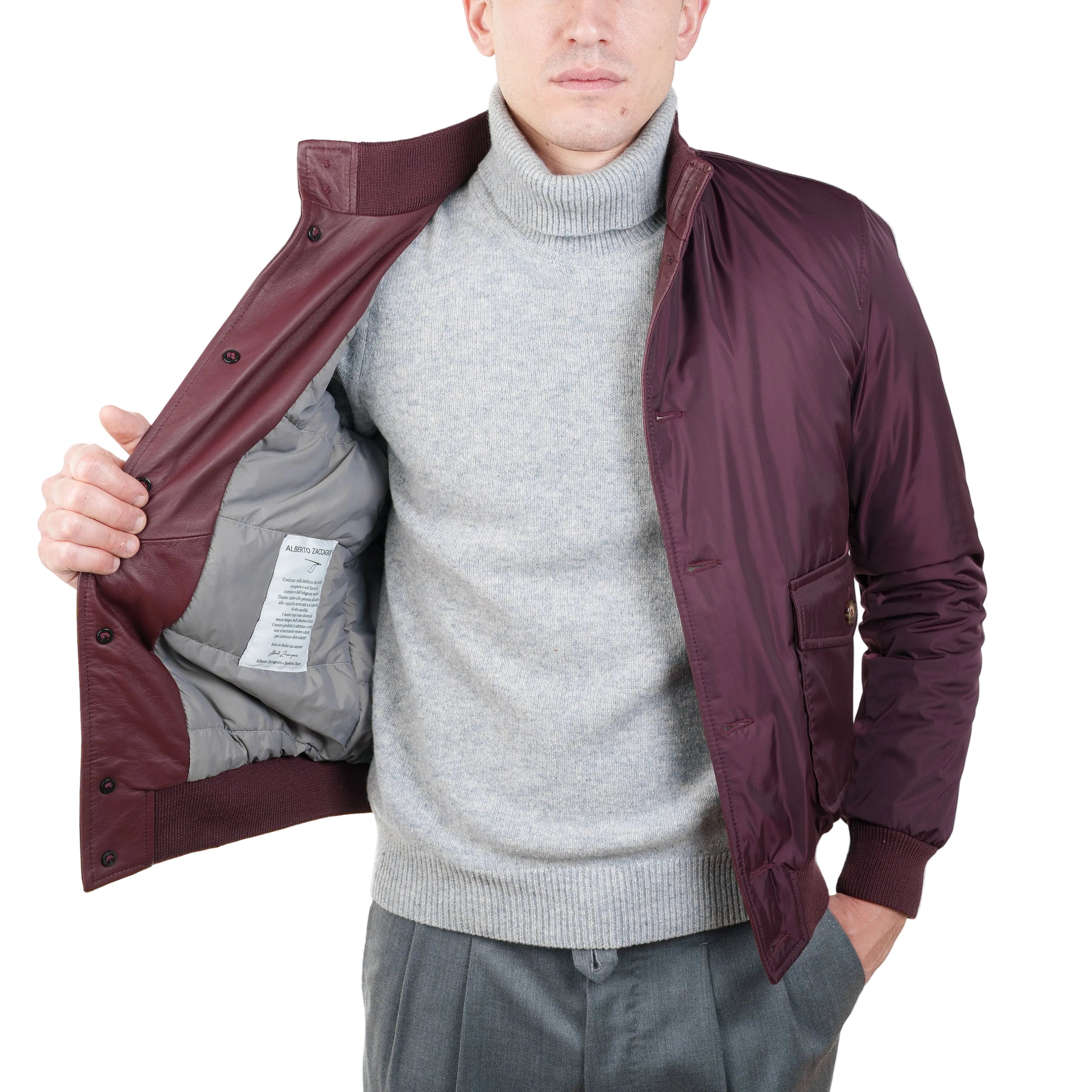 Bomber in Tessuto e Pelle 98LTXNX