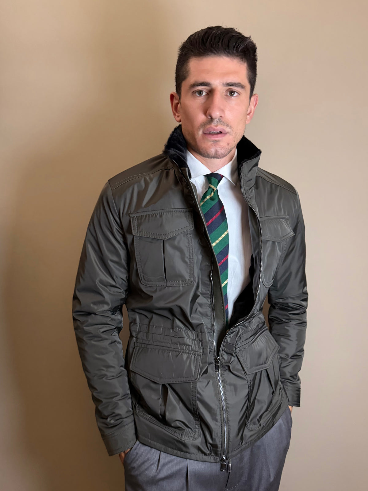 Veste en tissu et cuir 49ZTEXV